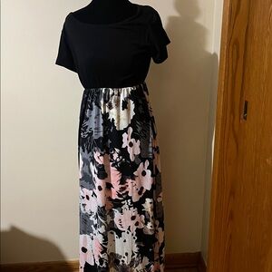 Floral Maxi Dress with Black Top